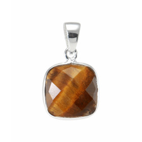 Pendentif Argent 925 Oeil tigre Ce pendentif est serti d une pierre coussin taillée dome La pierre mesure 10x10mm Les dime...