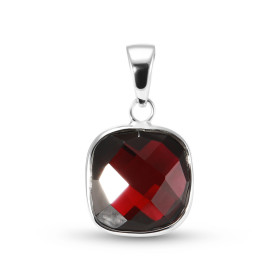 Pendentif Argent 925 Grenat Ce pendentif est serti d une pierre coussin taillée dome La pierre mesure 10x10mm Les dimensio...