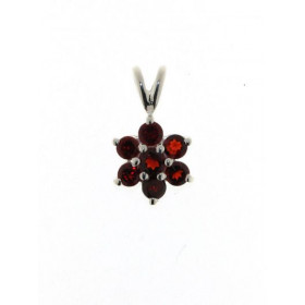 Pendentif Argent 925 Grenat forme fleur serti 7 pierres 3mm diamètre Hauteur du pendentif : 18mm