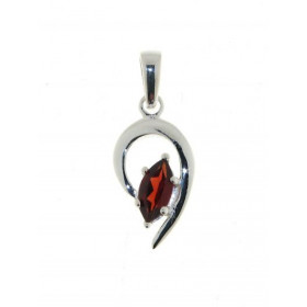 Pendentif Argent 925 Grenat serti d'une pierre de taille marquise de 9 x 4mm. Dimensions du pendentif (bélière incluse) : ...