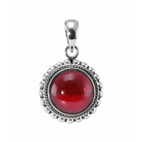  Pendentif Argent 925 serti d un Grenat rond 12mm Dimensions du pendentif (bélière incluse) : 28x18mm 