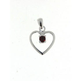 Pendentif Argent 925 Grenat forme coeur serti d une pierre 3mm Dimensions du Pendentif (bélière incluse) : 18.5 x 12.5 mm 