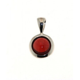 Pendentif Argent 925 Grenat Pierre ronde 7mm diamètre Dimensions du pendentif (bélière incluse) : 16 x 9 mm 