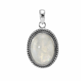 Pendentif Argent 925 Labradorite Cabochon Ovale 20x15mm. Motif ouvragé serti d'une pierre taille cabochon ovale de 20x15mm...