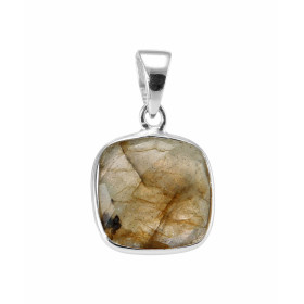 Pendentif en Argent 925 et Labradorite. Ce pendentif est serti d'une pierre coussin taillée en dome. La pierre mesure 10x1...