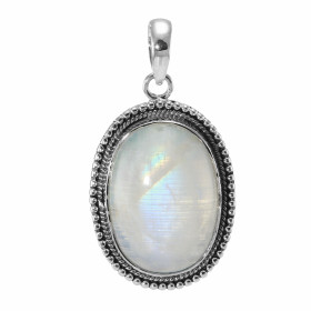 Pendentif Argent 925 Labradorite Ovale 25x18mm. Motif ouvragé serti d'une pierre taille cabochon ovale de 25x18mm. Dimensi...