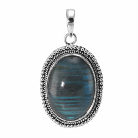 Pendentif Argent 925 Labradorite Ovale 25x18mm. Motif ouvragé serti d'une pierre taille cabochon ovale de 25x18mm. Dimensi...