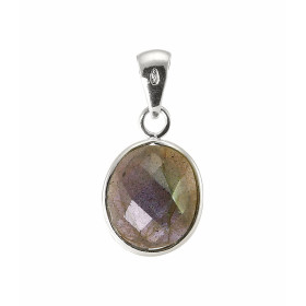 Pendentif Argent 925  Labradorite Ovale facettée 11x9mm