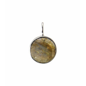 Pendentif Argent 925 Labradorite Ronde facettée 8mm. Pierre facettée ronde de 8mm de diamètre. Dimensions du pendentif (bé...