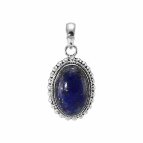 Pendentif Argent 925 Lapis Lazuli Cabochon Ovale 18x12mm. Motif ouvragé serti d'une pierre taille cabochon ovale de 18x12m...