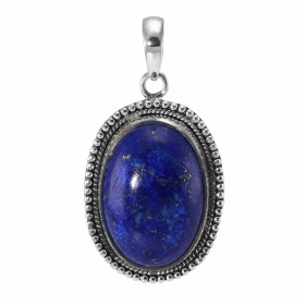 Pendentif Argent 925 Lapis Lazuli Ovale 25x18mm. Motif ouvragé serti d'une pierre taille cabochon ovale de 25x18mm. Dimens...