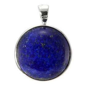 Pendentif Argent 925 Lapis lazuli Rond 23mm. Pierre ronde taille cabochon de 23mm de diamètre. Dimensions du pendentif (bé...