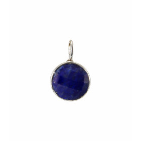 Pendentif Argent 925 Lapis lazuli Rond facetté 8mm. Pierre facettée ronde de 8mm de diamètre. Dimensions du pendentif (bél...