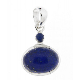 Pendentif Argent 925 Lapis Rond 3mm et Ovale 16x10mm