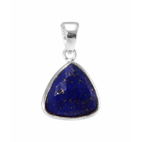 Pendentif en Argent 925 et Lapis Lazuli. Ce pendentif est serti d'une pierre triangulaire taillée en dome. La pierre mesur...