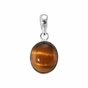 Pendentif Argent 925 Oeil tigre Cabochon Ovale 14x12mm Pendentif serti d une pierre taille cabochon ovale 14x12mm fixée pa...