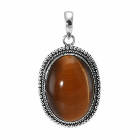 Pendentif Argent 925 Oeil tigre Ovale 25x18mm Motif ouvragé serti d une pierre taille cabochon ovale 25x18mm Dimensions du...