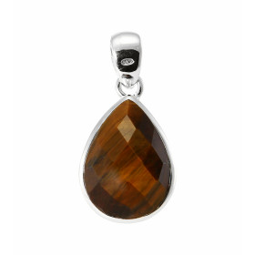Pendentif Argent 925 Oeil Tigre facetté 18x13mm Pierre forme poire facettée mesurant 18x13mm Dimensions du pendentif (béli...