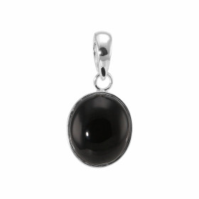 Pendentif Argent 925 Onyx Cabochon Ovale 14x12mm. Pendentif serti d'une pierre taille cabochon ovale de 14x12mm fixée par ...