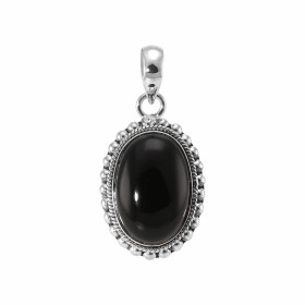 Pendentif Argent 925 Onyx Cabochon Ovale 18x12mm. Motif ouvragé serti d'une pierre taille cabochon ovale de 18x12mm. Dimen...