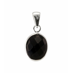 Pendentif Argent 925  Onyx Ovale facetté 11x9mm