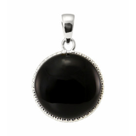 Pendentif Argent 925 Onyx Rond 19mm Pierre ronde taille cabochon 19mm diamètre Dimensions du pendentif (bélière incluse) :...