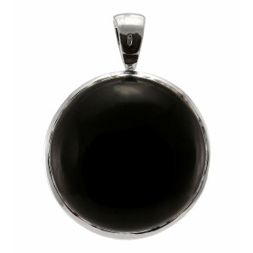 Pendentif Argent 925 Onyx Rond 23mm Pierre ronde taille cabochon 23mm diamètre Dimensions du pendentif (bélière incluse) :...
