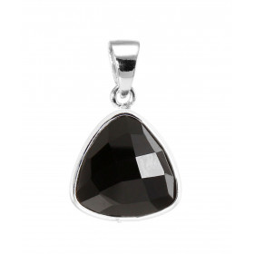 Pendentif en Argent 925 et Onyx. Ce pendentif est serti d&#39;une pierre triangulaire taillée en dome. La pierre mesure 10...