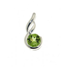 Pendentif Argent 925 Péridot Pierre ronde 6mm diamètre Dimensions du pendentif : 16 x 8mm 