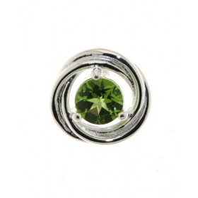  Pendentif Argent 925 Péridot Pierre ronde 7mm diamètre Motif composé 3 cercles entrelacés Diamètre du motif : 15mm 