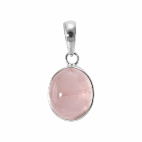 Pendentif Argent 925 Quartz Rose Cabochon Ovale 14x12mm. Pendentif serti d'une pierre taille cabochon ovale de 14x12mm fix...