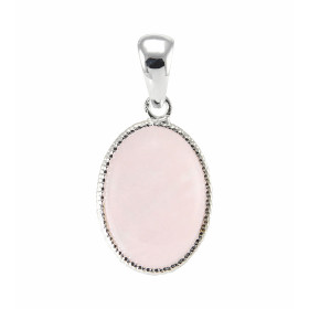 Pendentif Argent 925  Quartz rose Ovale   19x13mm