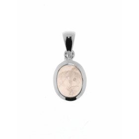 Pendentif Argent 925 Quartz rose serti d une pierre ovale 9x7mm, hauteur totale : 20mm