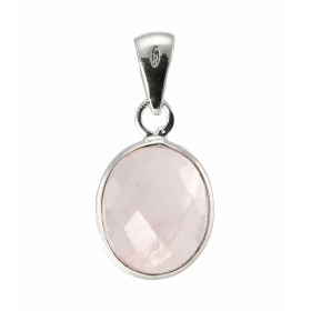 Pendentif Argent 925  Quartz rose Ovale facetté 11x9mm