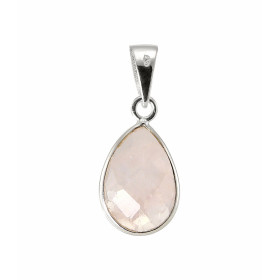 Pendentif Argent 925  Quartz rose Poire  facetté 12x8mm