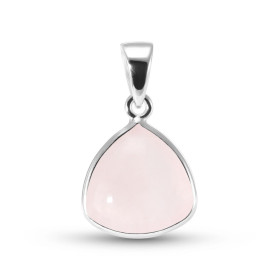 Pendentif Argent 925 Quartz Rose Triangulaire 10x10mm Cabochon Pendentif Argent 925 Quartz Rose Ce pendentif est serti d u...