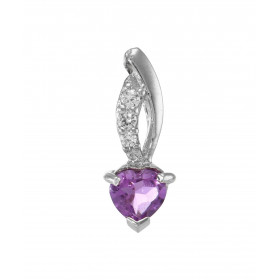 Pendentif Argent 925 Rhodié Améthyste Coeur Oxydes Motif serti d une Améthyste forme coeur 6x6mm 3 oxydes ronds Les dimens...