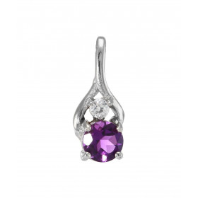  Pendentif Argent 925 Rhodié Oxyde zirconium Oxyde Motif serti d une Améthyste ronde 6mm d un oxyde rond 3mm diamètre Les ...