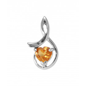 Pendentif Argent 925 Rhodié Citrine Coeur 6x6mm