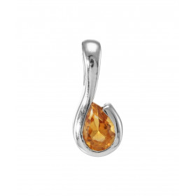 Pendentif Argent 925 Rhodié Citrine poire 7x5mm. Motif serti d'une pierre en forme de poire. Les dimensions de la pierre s...