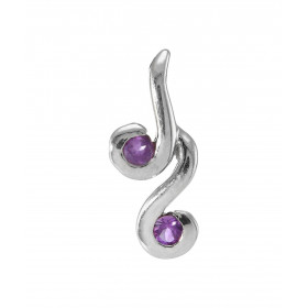 Pendentif Argent 925 Rhodié 2 Améthystes Motif serti pierres 3mm diamètre Les dimensions du pendentif sont 20x10mm