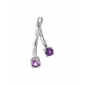 Pendentif Argent 925 Rhodié 2 Améthystes Motif composé 2 branches serties pierres 3mm diamètre Les dimensions du pendentif...