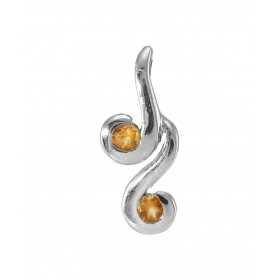 Pendentif Argent 925 Rhodié 2 Citrines Motif serti pierres 3mm diamètre Les dimensions du pendentif sont 20x10mm