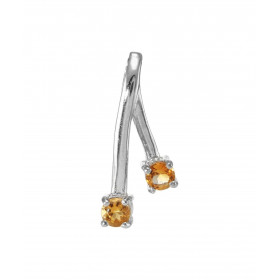 Pendentif Argent 925 Rhodié 2 Citrines Motif composé 2 branches serties pierres 3mm diamètre Les dimensions du pendentif s...