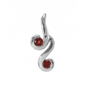 Pendentif Argent 925 Rhodié 2 Grenats Motif serti pierres 3mm diamètre Les dimensions du pendentif sont 20x10mm