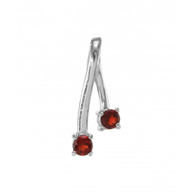 Pendentif Argent 925 Rhodié 2 Grenats Motif composé 2 branches serties pierres 3mm diamètre Les dimensions du pendentif so...