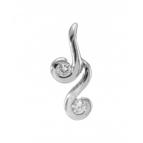 Pendentif Argent 925 Rhodié 2 Oxyde zirconiums Motif serti pierres 3mm diamètre Les dimensions du pendentif sont 20x10mm