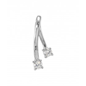 Pendentif Argent 925 Rhodié 2 Oxydes zirconium Motif composé 2 branches serties pierres 3mm diamètre Les dimensions du pen...