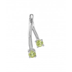 Pendentif Argent 925 Rhodié 2 Péridots Motif composé 2 branches serties pierres 3mm diamètre Les dimensions du pendentif s...