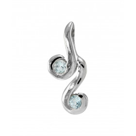 Pendentif Argent 925 Rhodié 2 Topazes bleues traitées Motif serti pierres 3mm diamètre Les dimensions du pendentif sont 20...